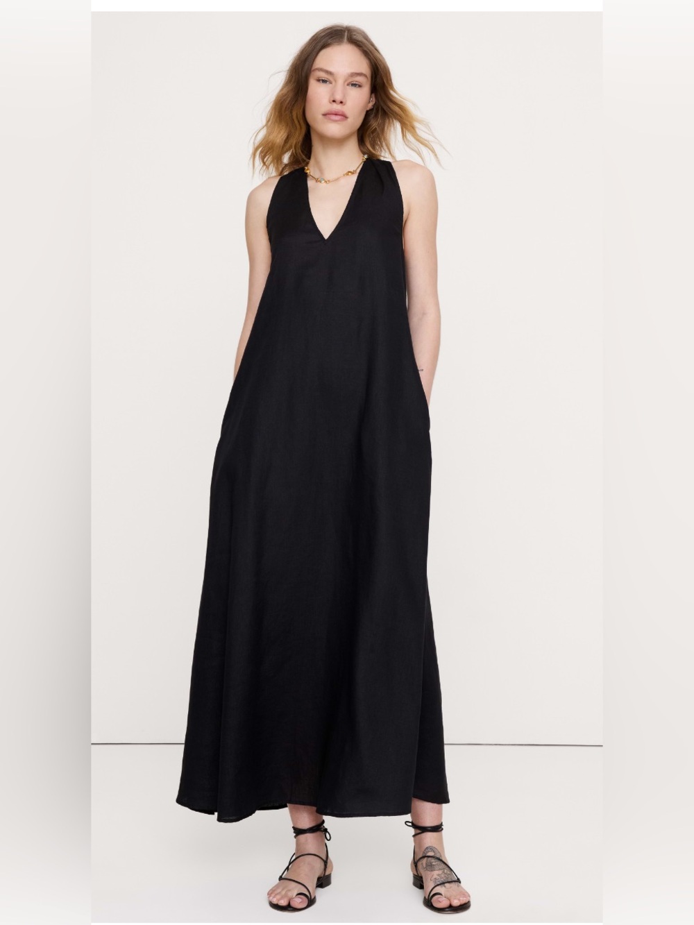 BANANA REPUBLIC LINEN HALTER MAXI DRESS